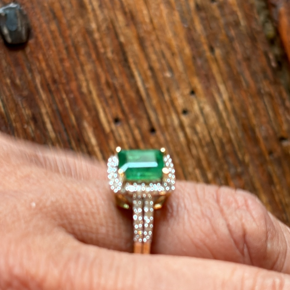 14k Gold Natural Deposit & Emerald Ring ✨FIRM✨ - Picture 9 of 16
